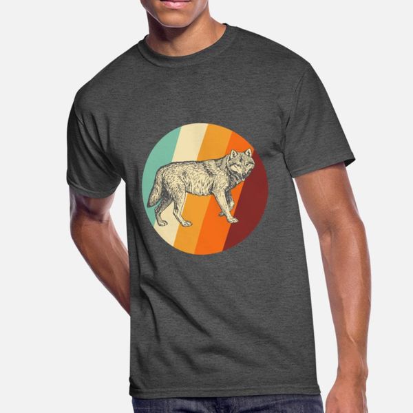 

retro wolf t shirt men custom short sleeve o-neck basic solid interesting authentic summer letters shirt