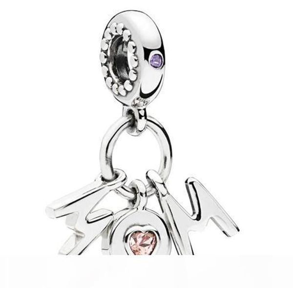 

perfect mom dangle cz charm pendant fit for designer bracelet bead charms, Black