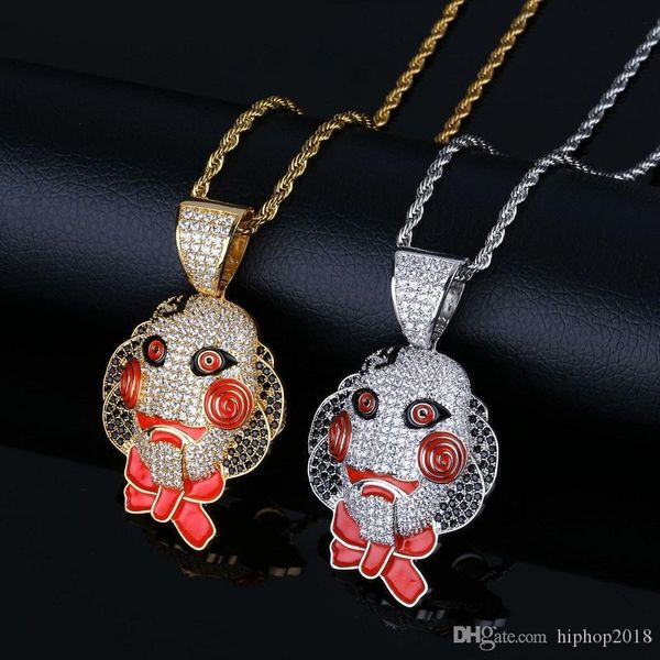 

chainsaw cry mask pendant necklace new hip hop gold silver necklace jewelry mens fashion horror necklace