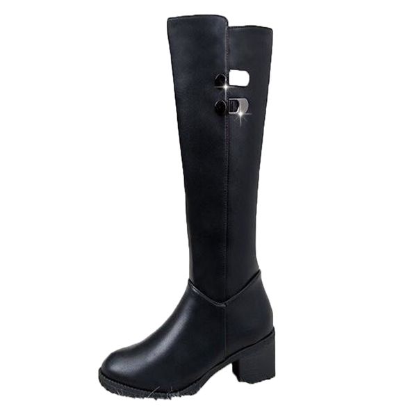 

women knee high boots fashion shoes ladies fashion over knee high heela shoes long tube knight leather boots, Black