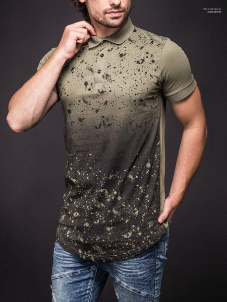 

рукава длинных тис мужской 19ss стильный конструктор polos 3d printed ярус изогнутых поло рубашка с коротким, White;black