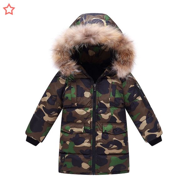 

winter thicken warm camouflage fur collar kids windproof baby boys girls jackets kg-429, Blue;gray