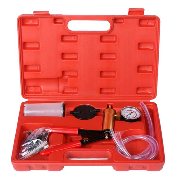 

2 in 1 brake fluid bleeder hand held manual vacuum pump tool kit w/box