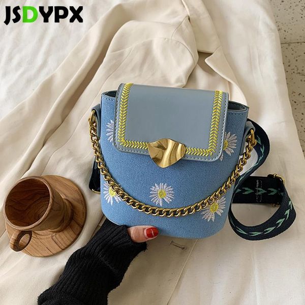 

women fashion pu leather bucket shoulder bag cute floral clutch purses ladies small crossbody chain hasp messenger bags