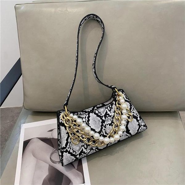

2020 elegant lady handbag thick chain design small pu leather shoulder bag female travel crocodile pattern handbag