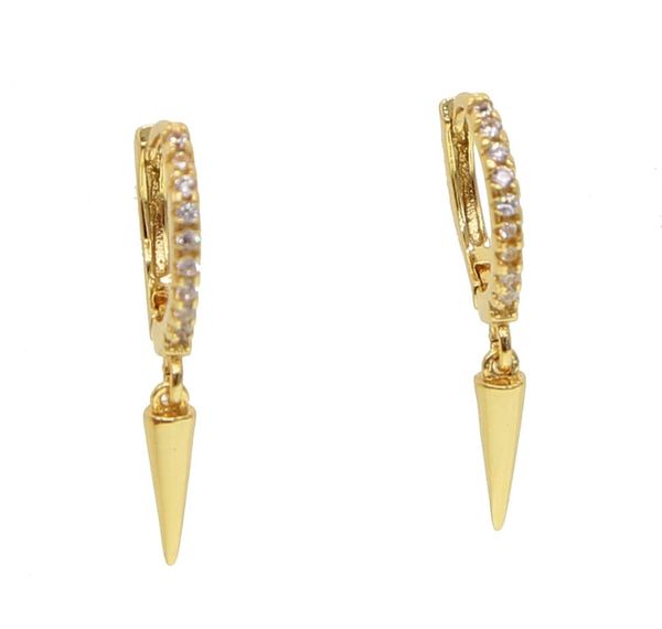 

gold plated spike charm revit dangle charm earring cz circle hoop with drop fashion simple jewelry for01, Golden;silver