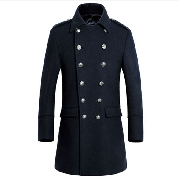 

men's wool & blends business winter 2021 coat fashion slim mens double breasted tweed, Black