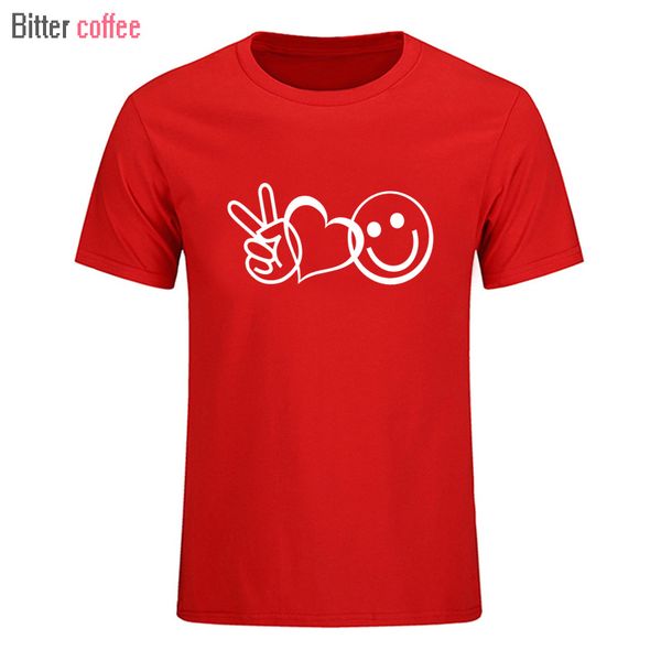 

new men t shirt fashion print short sleeve o-neck peace love happiness t-shirt funny homo summer t shirts