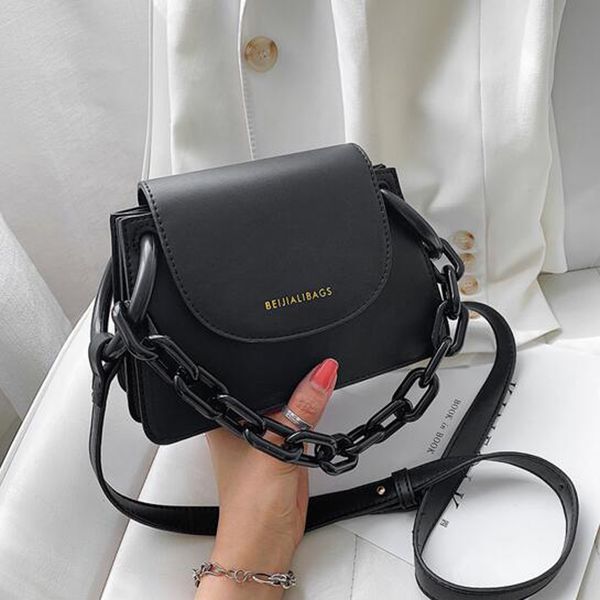 

pu leather women bag clamshell thick chain bag lipstick ladies shoulder messenger for female handbag crossbody