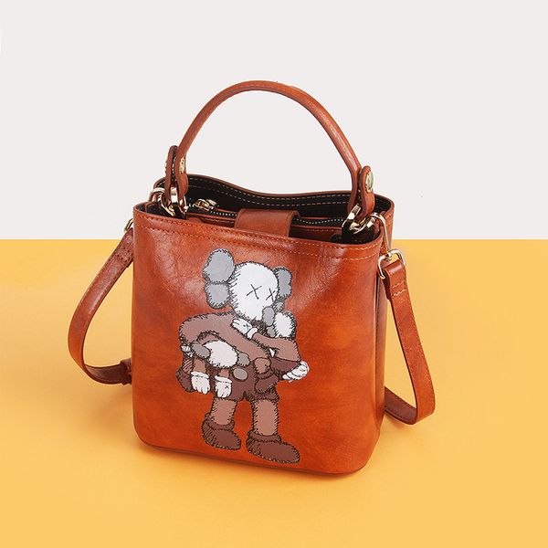 

fashion catroon bucket bags women solid color handbag capacity casual capacity shoulder messenger bags ladies pu totes handbags