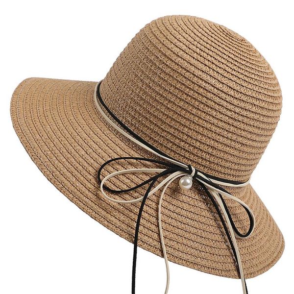 

2020 new ladies bow tie straw hat seaside play sun hat outdoor rest elegant straw beach travel beach ladies summer, Blue;gray