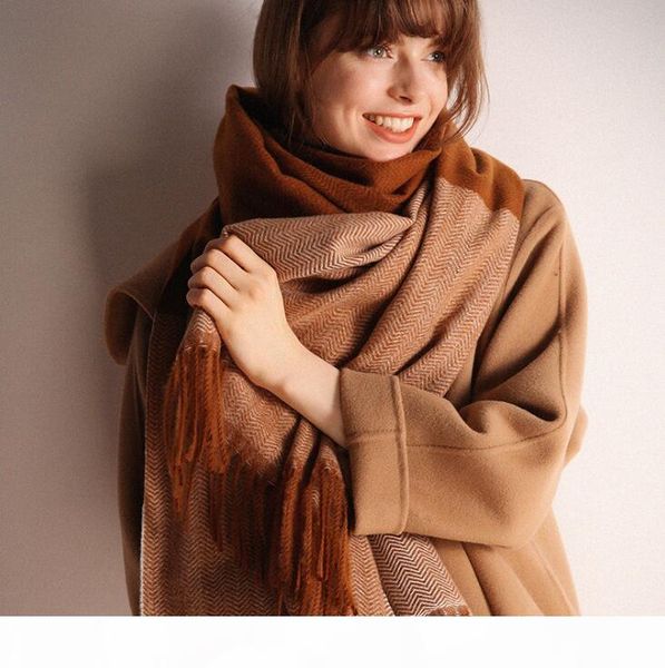 

soft cashmere wool scarf female autumn and winter long tassel thickening warm british plaid cashmere shawl, Blue;gray