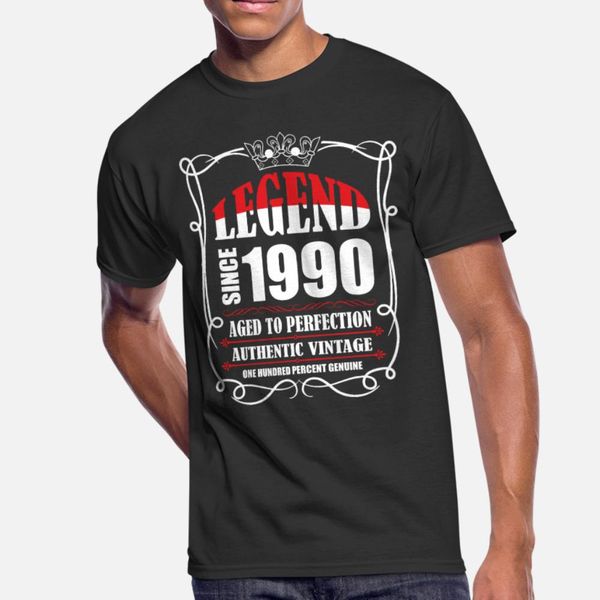 

legend since 1990 aged to perfection authentic vin t shirt men design 100% cotton euro size s-3xl original new style summer style cool shirt, White;black