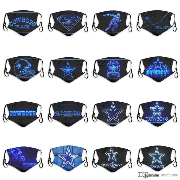 

2020 new designer 5 layer dust masks men and women football team cowboys fashion ice hockey breathable 3d personalized filter face masks