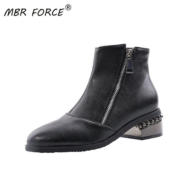

mbr force новый мотоцикл boots дамы vintage осень сапоги панк женщины женщины кожа pu короткий большой размер 34-43 обувь, Black