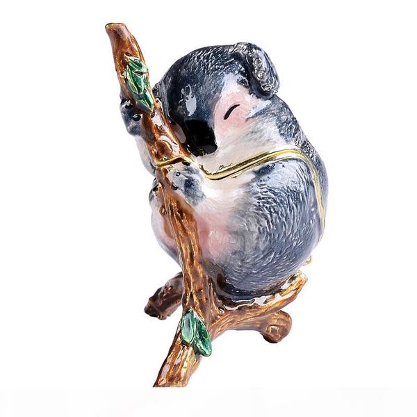 

koala animal trinket & jewelry box necklace treasure trinket organizer gifts for lovers, Black;white