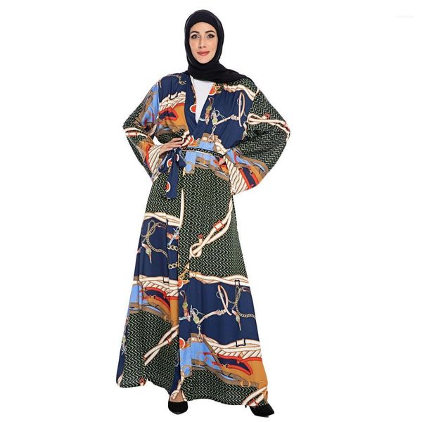 

printed long-sleeved arabian long robe dresses middle east women dress middle eastern muslim women dress luxury, Black;gray