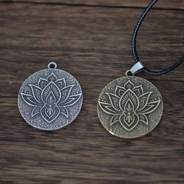 

langhong 10pcs mandala necklace for women lotus necklace talisman jewelry, Silver