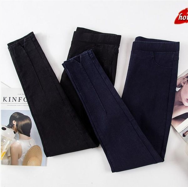 

women's jeans women autumn slim skinny pants casual pencil for woman elastic high waist plus size o8r2, Blue
