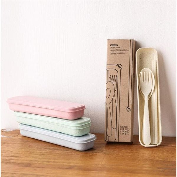 

student camping chopsticks wheat stalk spoon cutlery sets kids complete dinnerware fork tablewares outdoors kitchen supplies 1 2lla f2