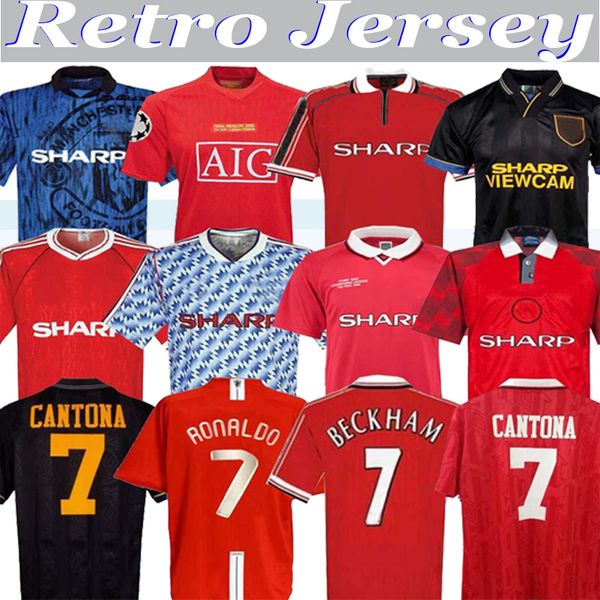 

retro 07 08 90 92 93 94 98 99 beckham cantona keane final match home away soccer jersey 1994 1998 ronaldo scholes giggs football jersey, Black;yellow