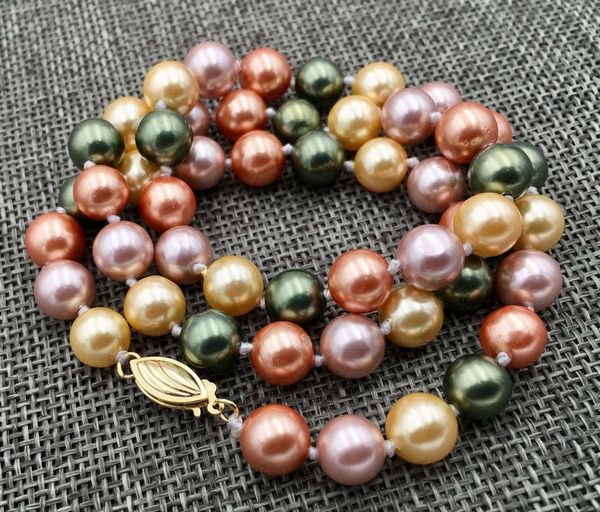 

8mm south sea multicolor shell pearl necklace 18, Silver
