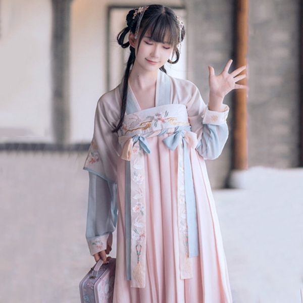 

hanfu women chinese national dance costume embroidery stage wear for singers oriental performance clothing folk outfit dc1831, Black;red