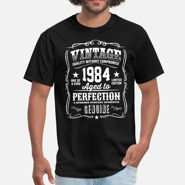 

vintage 1984 aged to perfection white print t shirt men character 100% cotton o-neck slim graphic humor spring autumn novelty shirt