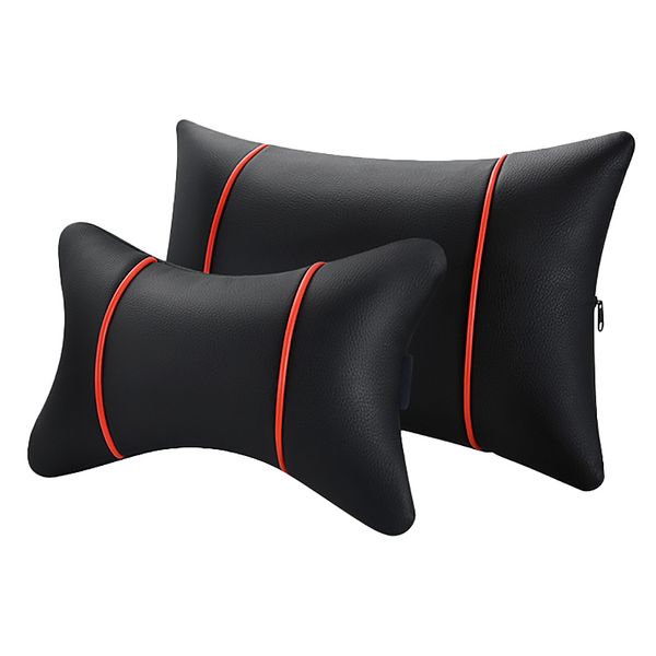 

2pcs leather car pillows headrest neck rest cushion support seat accessories auto black safety pillow universal decor