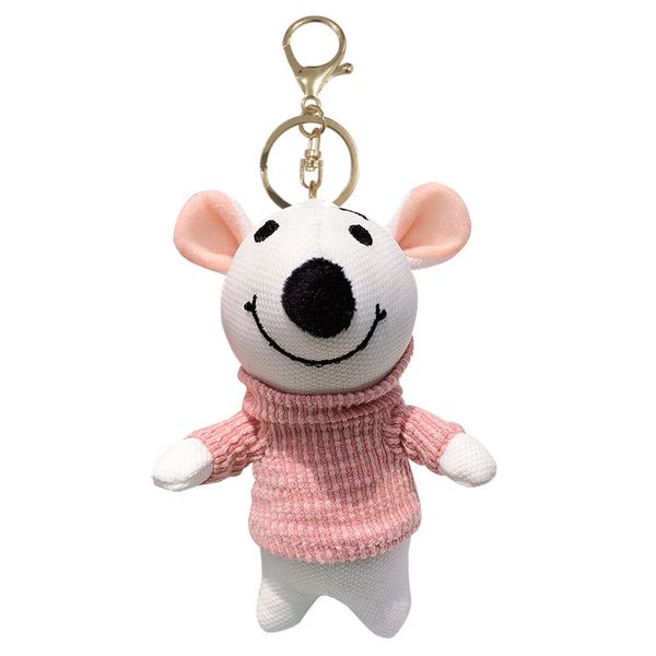 

creative mouse keychain doll school bag hanging ornaments key ring accessories girls gift cloth art key chains, Silver
