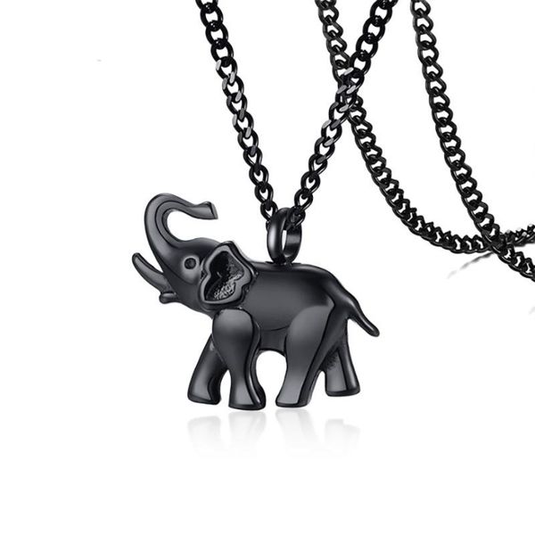 

pendant necklaces stainless steel black elephant cremation neckalce animal openable ashes urn necklace jewelry gift with funnel and pin, Silver