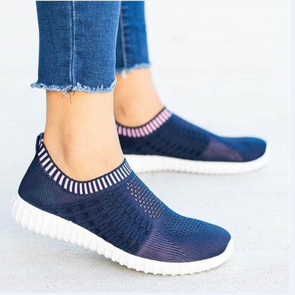 

summer mesh breathable outdoor sport shoes large size women flats slip-on shoes fashion new casual female ballet flat, Black