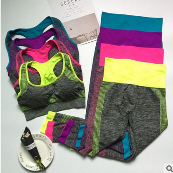 

2pcs women fitness set, yogo sport bra+yoga pants leggings set , gym running sport suit set workout clothes for female, White;black