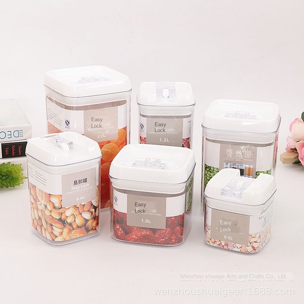 

kitchen sealed plastic multifunctional household storage box easy-to-buckle pot square 0.5l-1.9l organizer container containers