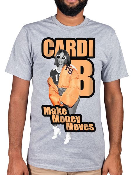 

cardi b make money moves t-shirt hip hop bodak yellow summer short sleeves new fashion t-shirt print tee shirt for male