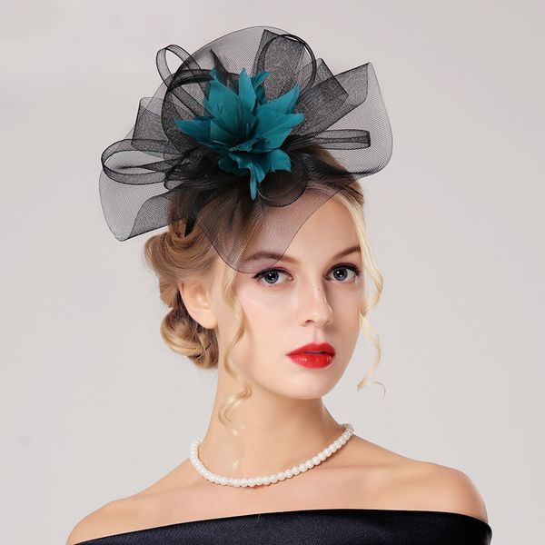 

lady fedoras hats women's polyesters feathers hats dinners wedding wedding dress pgraphy headdress a122, Blue;gray