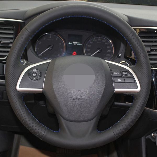 

black artificial leather diy car steering wheel covers for mitsubishi outlander 2013 2014 asx l200 2015 2016 mirage 2014
