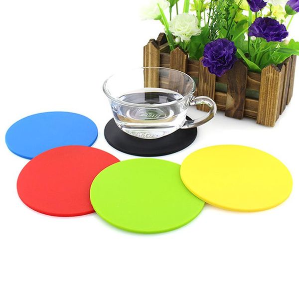 

silicone drink coasters 10cm non-slip round soft cup mat durable easy to clean heat insulation pad customizable dbc bh3484