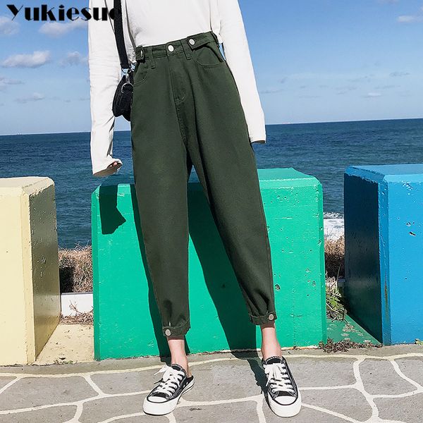 

high waisted jeans woman 2020 winter woman's jeans for women ripped loose boyfriend harem pants women's plus size, Blue