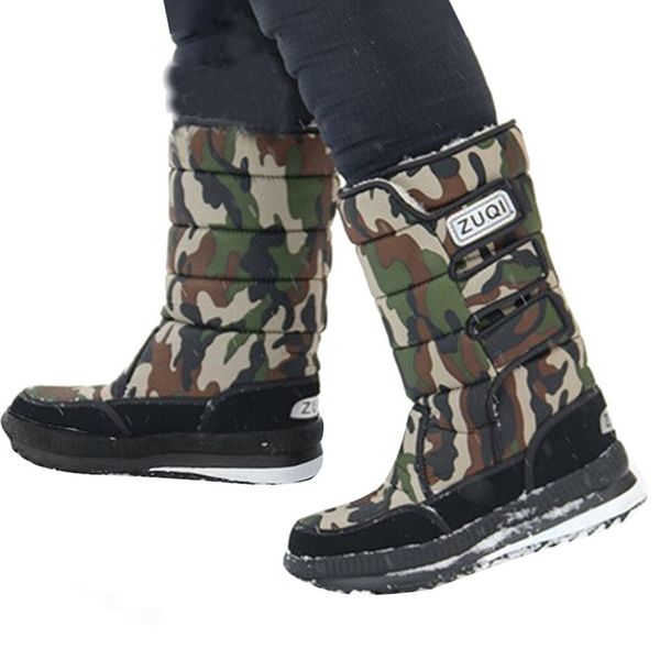 

boots nice women snow with fur warm shoes platform waterproof winter plush plus size tide, Black