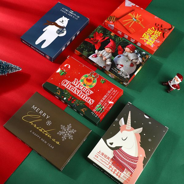 Cartolina di Natale Buon Natale Felice Anno Nuovo Biglietti d'auguri Carta Cartoon Babbo Natale Pupazzo di neve Biglietto d'auguri stampato