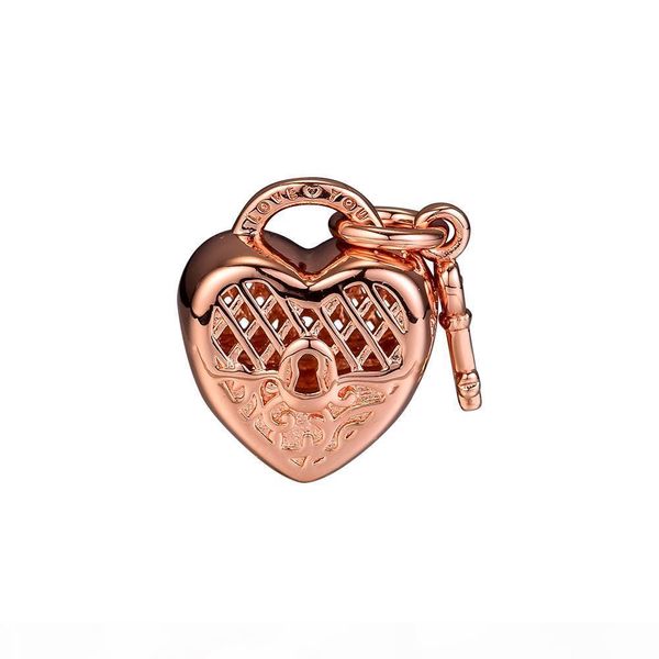 

2018 autumn 925 sterling silver jewelry love you lock rose gold charm beads fits bracelets necklace for women jewelry making, Bronze;silver