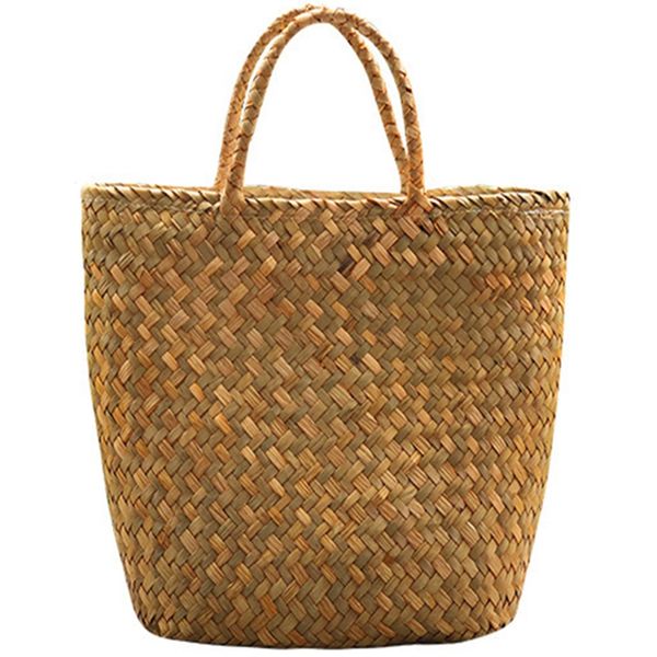 

women handbag handmade summer straw bag wicker woven tote beach bags retro rattan bag hand basket a