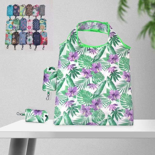 

portable shopping handbag foldable resuable polyester eco-friendly grocery bag new floral cloth pattern advertising gift tote bags vt1546