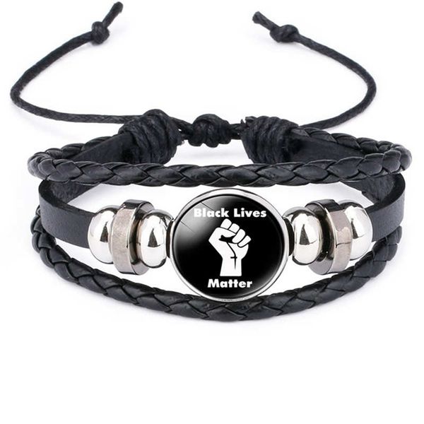 

julie wang black lives matter i can't breathe braided bracelet multilayer pu leather punk adjustable bracelet protest jewelry