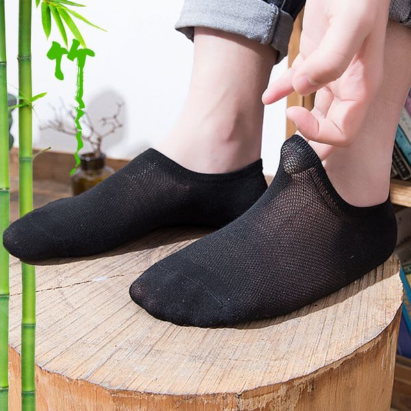 

3pairs men low cut ankle socks casual soft cotton bamboo fiber sock loafer boat non-slip invisible no show light and comfortable, Black