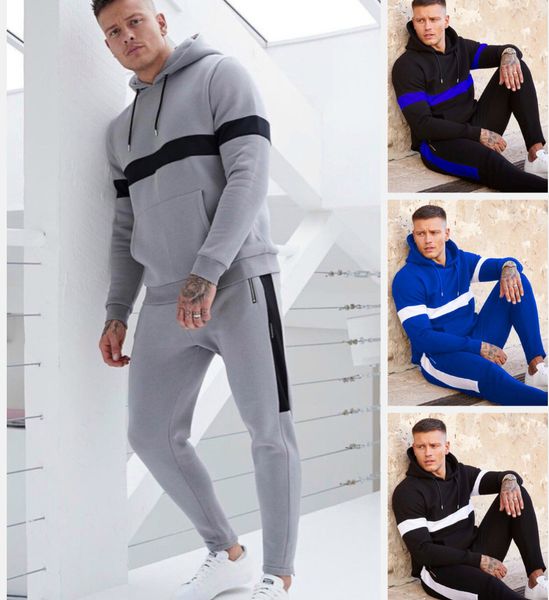 

2020 men tracksuit striped designers long sleeve sweatshirts hooded pants two piece outfit winter autumn sportswear clothing s-xl ly926, White