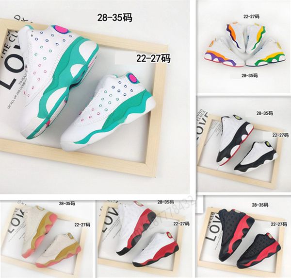 

kids 13s basketball shoes luky green copper white orang court purple black cat 13 children shoes boys girls sneakers baby shoes 22-35