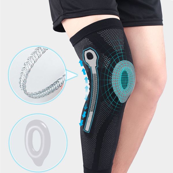 

1 piece compression kneelet elastic knee sleeves silicone spring knee support pad running basketball football patella protector, Black;gray