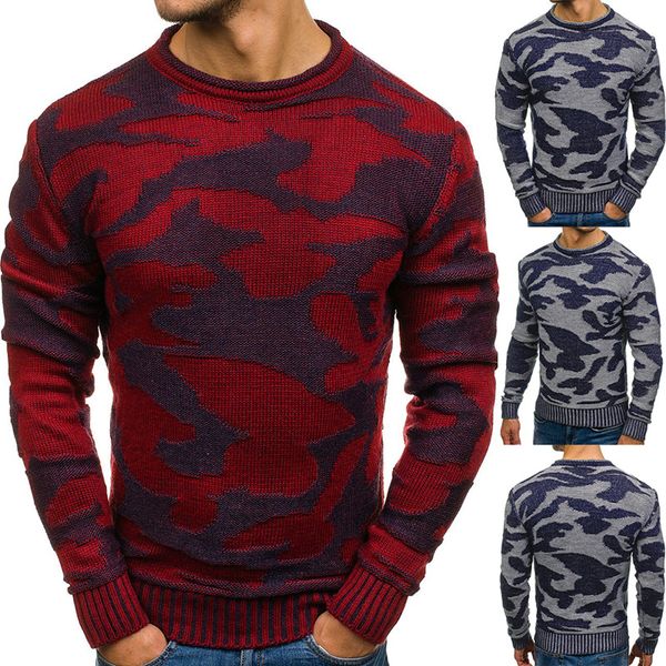 

2020 autumn/winter camo round neck pull-over sweater with contrasting colours loose christmas outerwear sweater, White;black